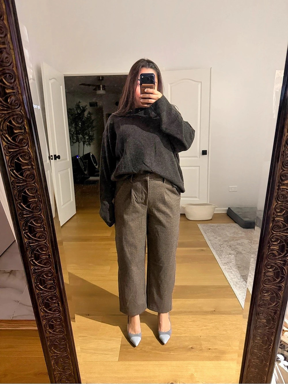 Wit & Wisdom Brown Stretch Waist Straight Leg Trousers Womens 8 Petite (Short)